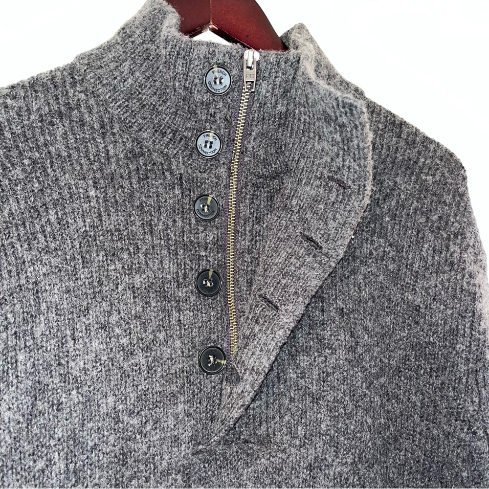 French Connection Men’s quarter zip wool sweater; size L